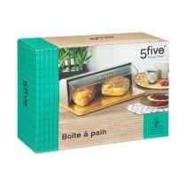 Corbeille à Pain 5five Simply Smart Bambou cuisine Argenté Chrome 39 x 26,5 x 15,5 cm Bois