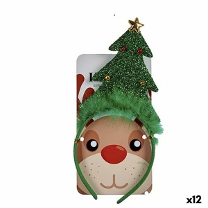 Stirnband Weihnachtsbaum grün Polyester 12 x 26,5 x 1,5 cm (12 Stück)