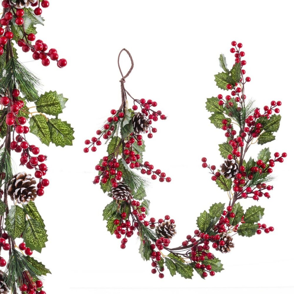 Christmas garland Red Green Natural Plastic Pineapples 110 cm