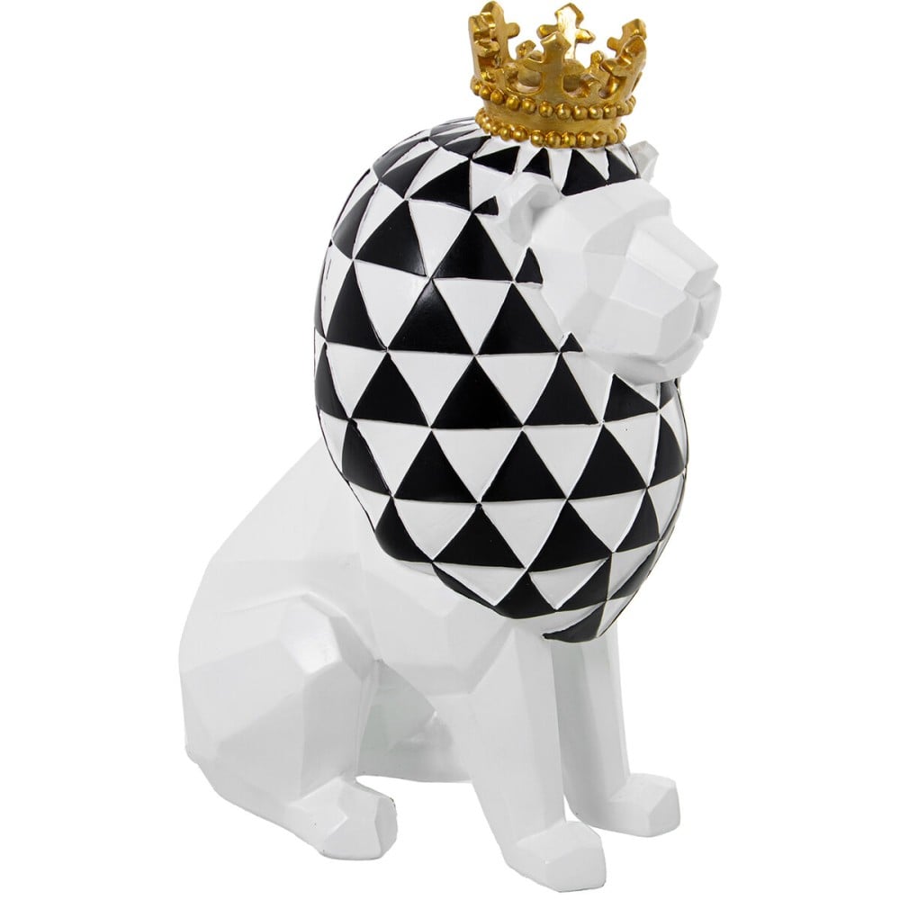 Figurine Décorative Alexandra House Living Blanc Doré Plastique Lion Couronne 17 x 23 x 29 cm