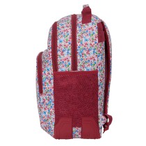 School Bag Nait Nait Flowers Burgundy 32 x 42 x 15 cm