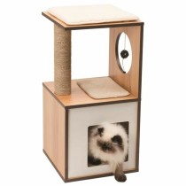 Cat scratching post Vesper V-Box Brown MDF Wood 37 x 37 x 72,5 cm