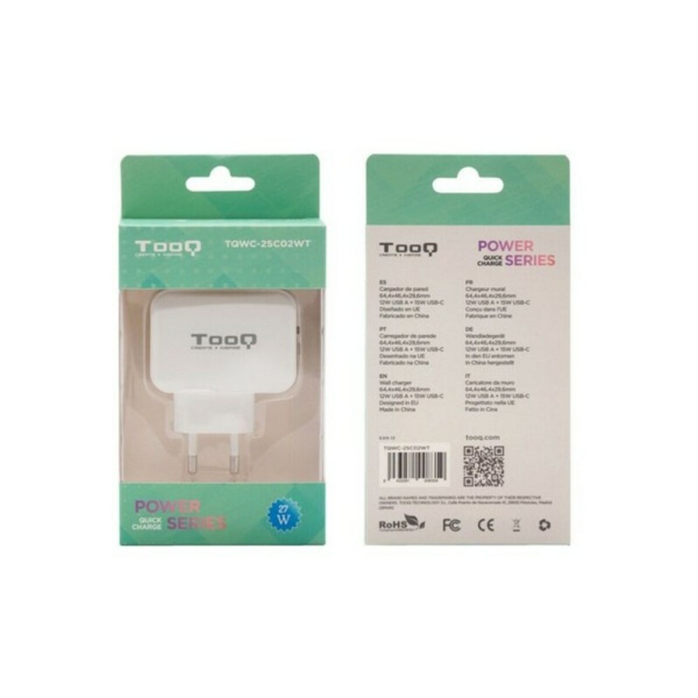 USB Wall Charger TooQ TQWC-2SC02WT White 27 W