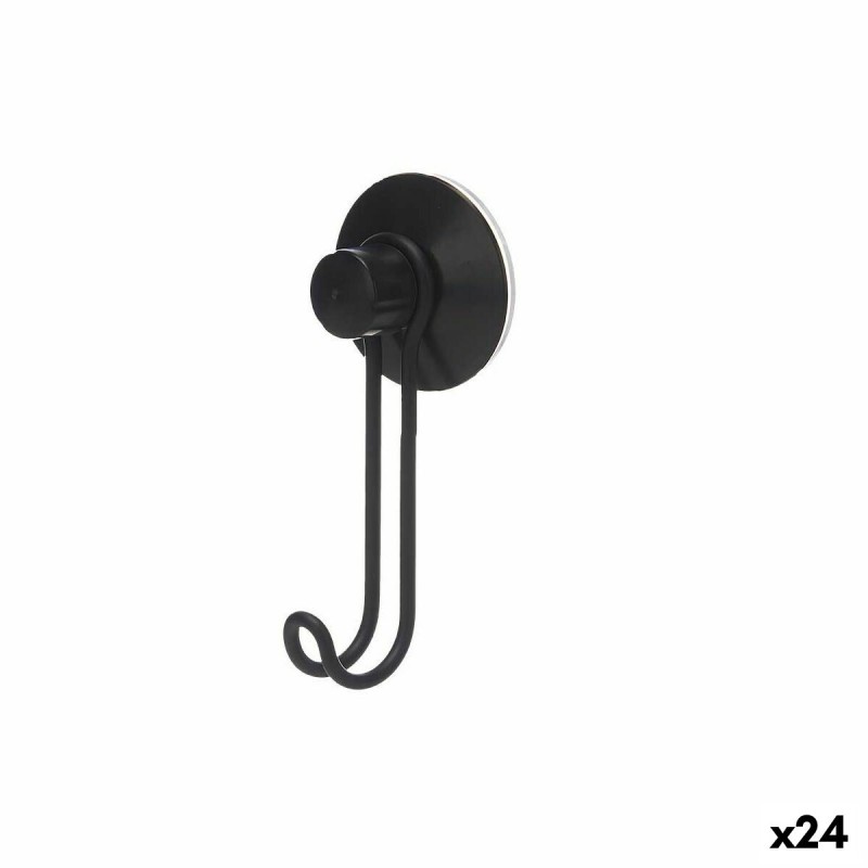 Hook for hanging up Black Steel ABS 6 x 13 x 4 cm (24 Units)