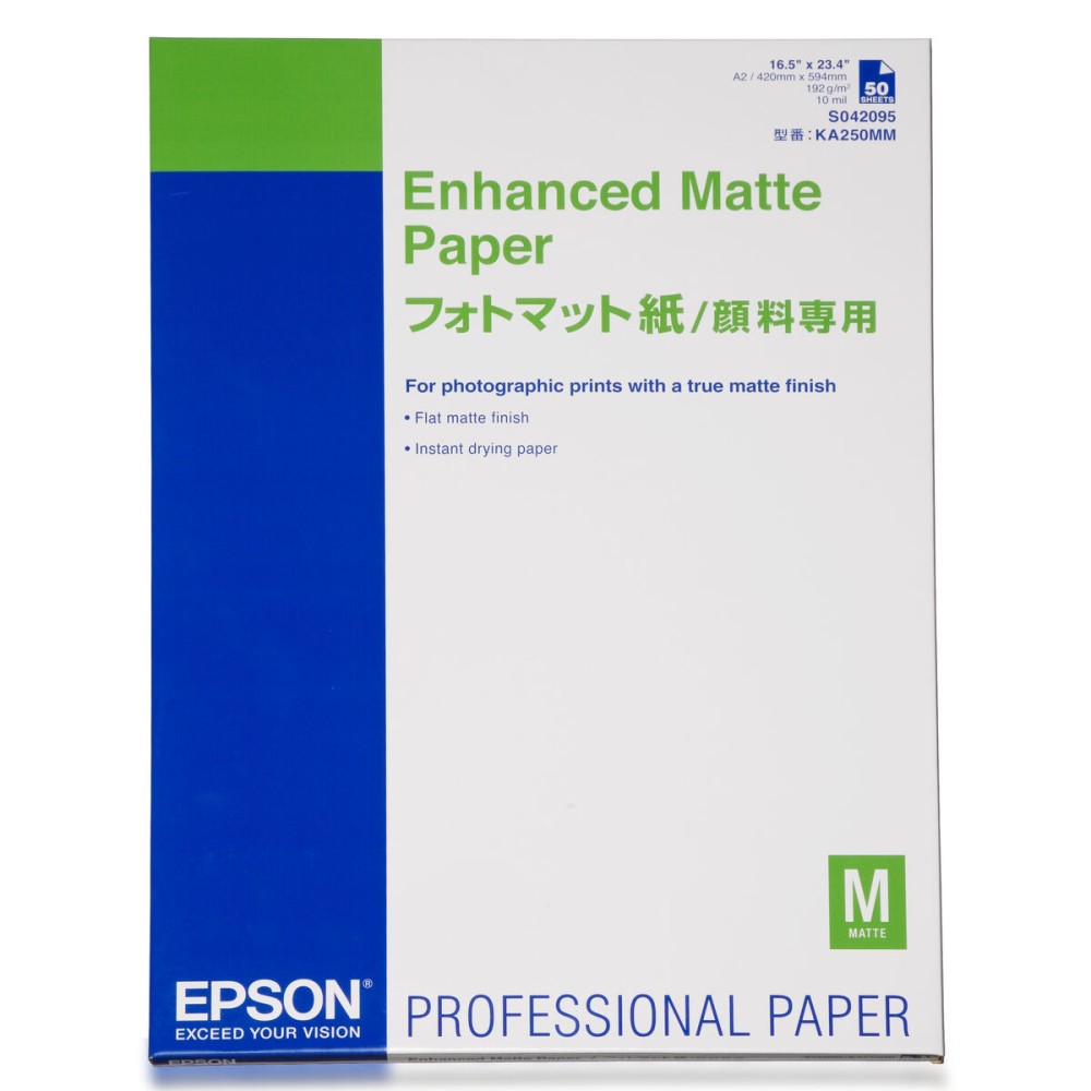 Lot d'encre et papier photo Epson Enhanced Matte Paper, DIN A2, 192 g/m², 50 hojas 50 Volets (50 Unités) (1 Unité)