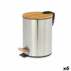 Pedal bin Berilo B0353S-3L Brown Silver Bamboo Stainless steel 3 L (6 Units)