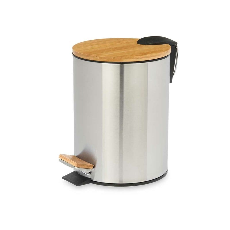 Pedal bin Berilo B0353S-3L Brown Silver Bamboo Stainless steel 3 L (6 Units)