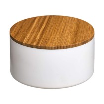 Boîte de rangement avec couvercle 5five Simply Smart Natureo Blanc Naturel verre Bambou ABS ø 13,5 x 7 cm