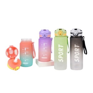 Bottle with Lid and Straw Bewinner Multicolour 600 ml