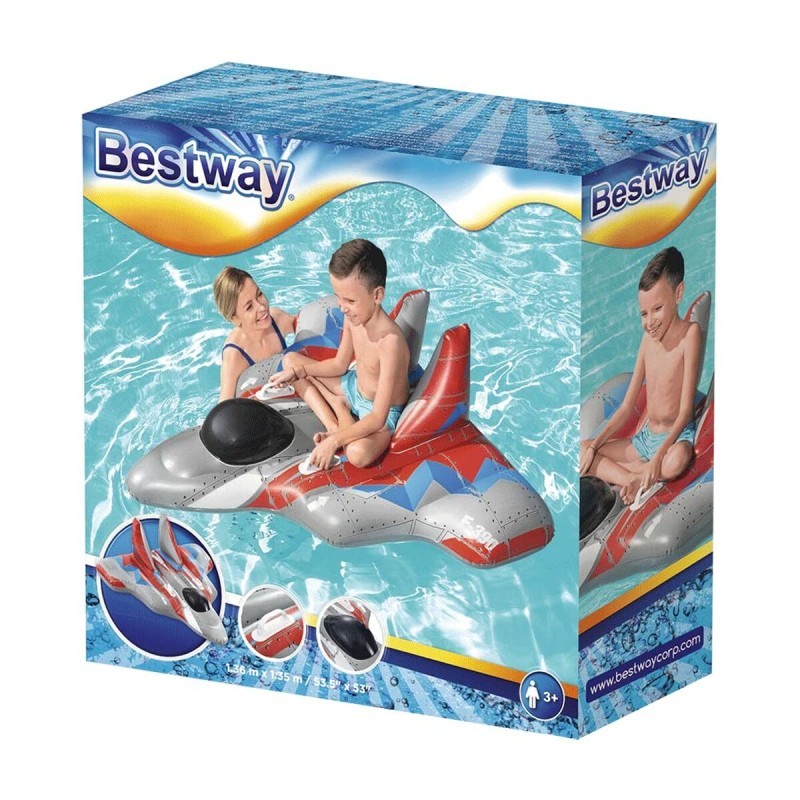 Bestway Figure Gonflable Navette Spatiale avec Poignées 136x135 cm +3 Ans Plage et Piscine 41443