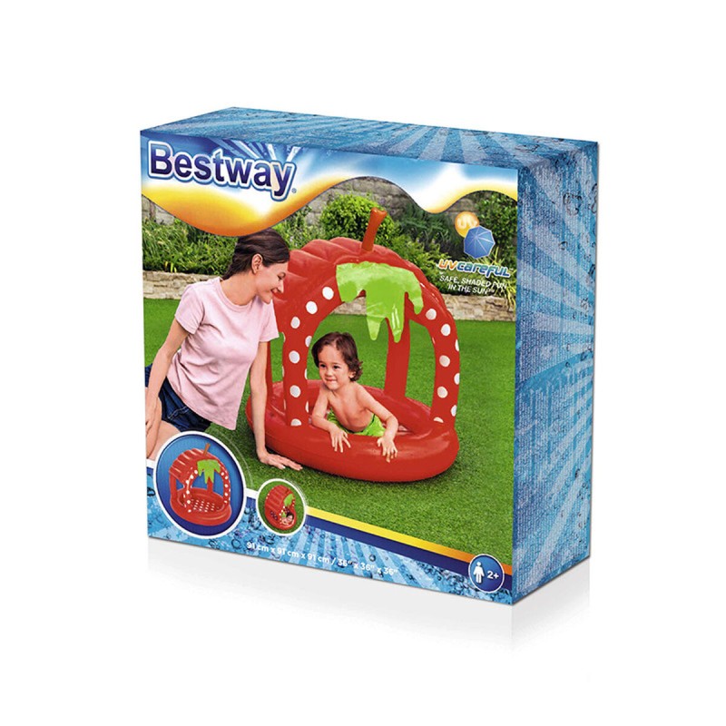 Bestway Aufblasbares Kinderpool mit Dach Gepolsterter Boden 91x91x91 cm +2 Jahre Garten 52387