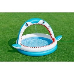 Bestway Piscine Gonflable Enfant 2 Anneaux Requin Pulvérisateur 163x127x92cm +2 Ans Jardin 53157