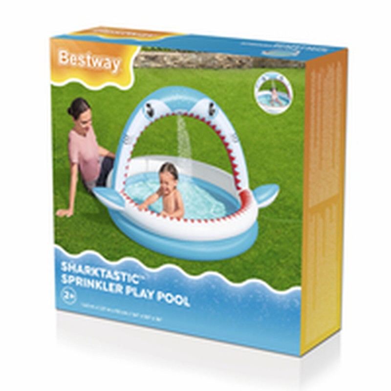 Bestway Piscine Gonflable Enfant 2 Anneaux Requin Pulvérisateur 163x127x92cm +2 Ans Jardin 53157