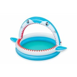 Bestway Aufblasbares Kinderbecken 2 Ringe Haifisch Sprinkler 163x127x92 cm +2 Jahre Garten 53157