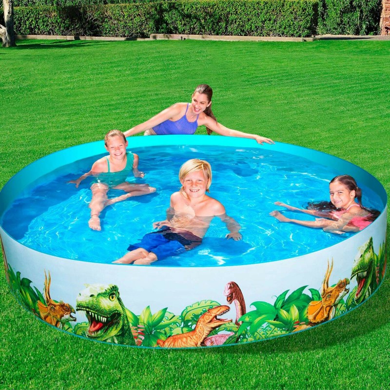 Bestway Piscine Rigide Enfant PVC Dinosaures 244x46 cm +3 Ans Jardin 55001