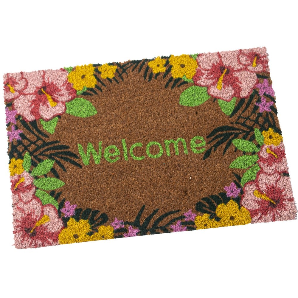 Doormat Alexandra House Living Welcome Brown 40 x 2 x 60 cm Flowers