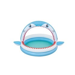 Bestway Piscine Gonflable Enfant 2 Anneaux Requin Pulvérisateur 163x127x92cm +2 Ans Jardin 53157