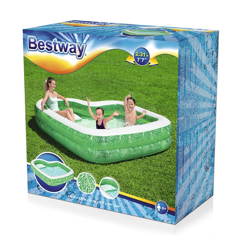 Bestway Aufblasbarer Pool 2 Kammern Tropical 231x231x51 cm +6 Jahre Garten 54336