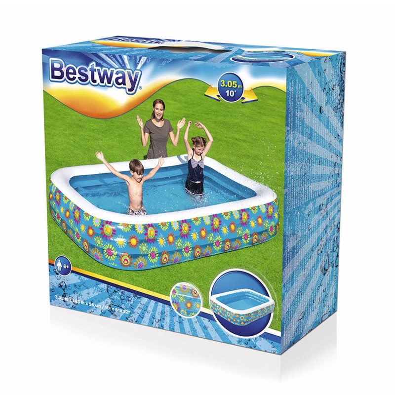 Bestway Piscine Gonflable 3 Chambres Florale 305x183x56 cm +6 Ans Jardin 54121