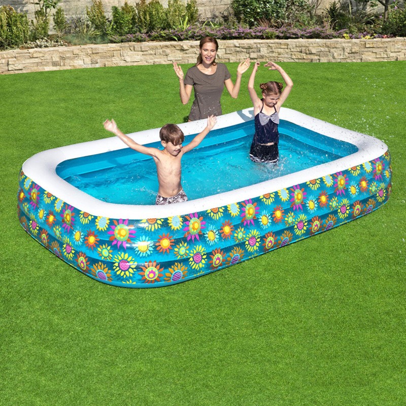 Bestway Piscine Gonflable 3 Chambres Florale 305x183x56 cm +6 Ans Jardin 54121