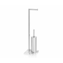 Toilet Paper Holder with Brush Stand Alexandra House Living White Silver Marble 20 x 72 x 20 cm