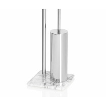 Toilet Paper Holder with Brush Stand Alexandra House Living White Silver Marble 20 x 72 x 20 cm