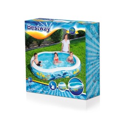 Bestway aufblasbares Pool 2 Kammern Meeresboden 262x157x46 cm +3 Jahre Garten 54118