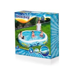 Bestway Piscine Gonflable 2 Chambres Fond Marin 262x157x46 cm +3 Ans Jardin 54118