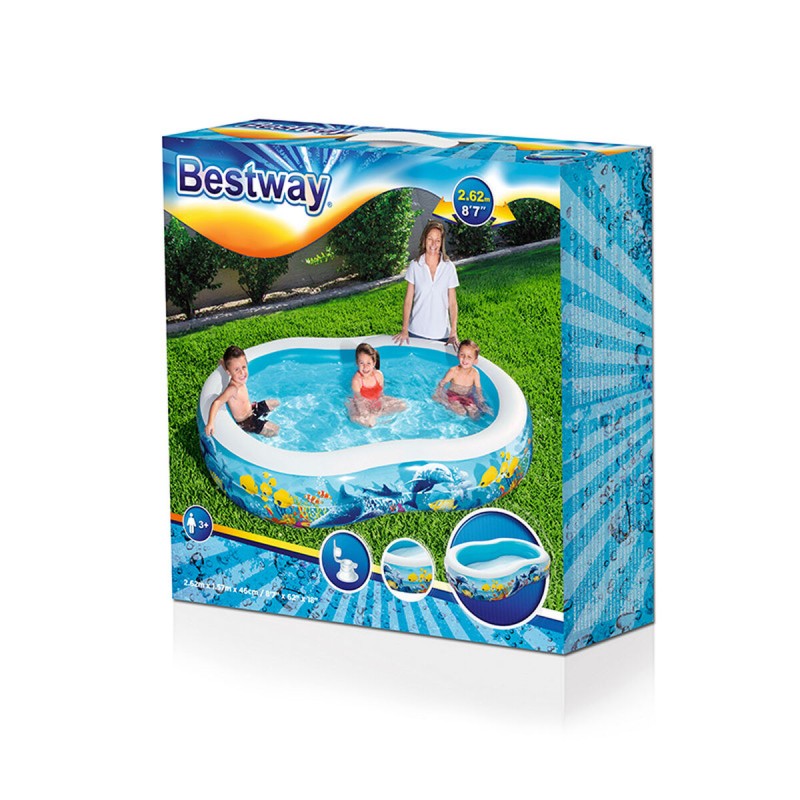 Inflatable Paddling Pool for Children Bestway Multicolour 262 x 157 x 46 cm