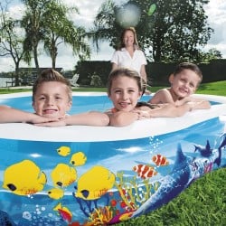 Bestway Piscine Gonflable 2 Chambres Fond Marin 262x157x46 cm +3 Ans Jardin 54118