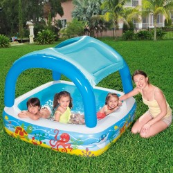 Bestway Piscine Gonflable Enfant avec Toit Détachable 140x140x114 cm +2 Ans Jardin 52192