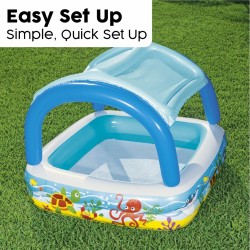 Bestway Piscine Gonflable Enfant avec Toit Détachable 140x140x114 cm +2 Ans Jardin 52192