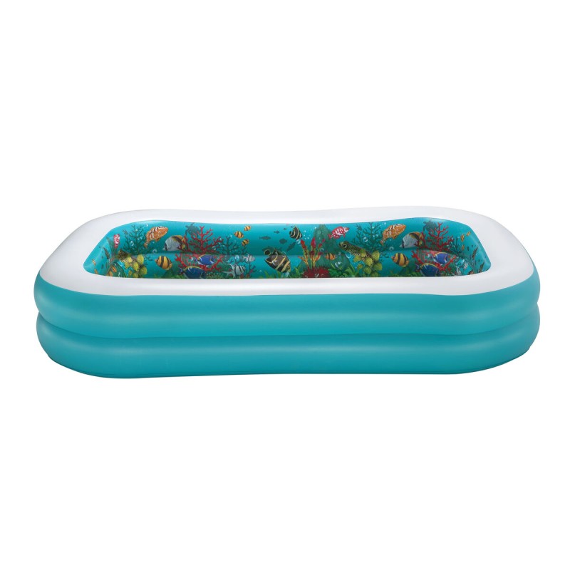 Bestway Piscine Gonflable 2 Chambres Fond 3D Marin avec Accessoires 262x175x51 cm +3 Ans Jardin 54177