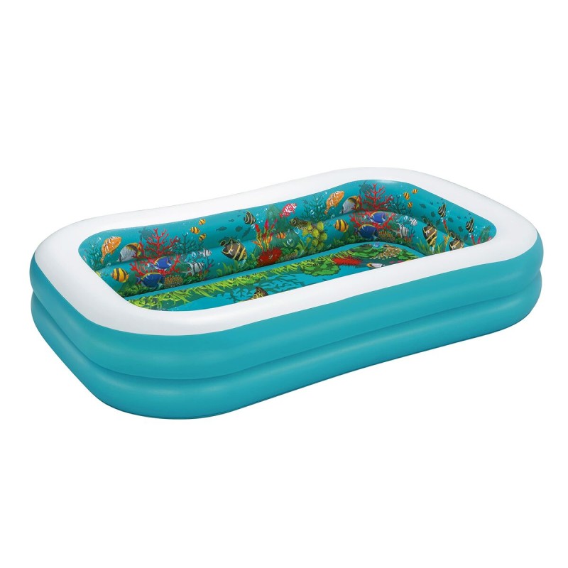 Bestway Piscine Gonflable 2 Chambres Fond 3D Marin avec Accessoires 262x175x51 cm +3 Ans Jardin 54177