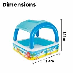 Bestway Piscine Gonflable Enfant avec Toit Détachable 140x140x114 cm +2 Ans Jardin 52192