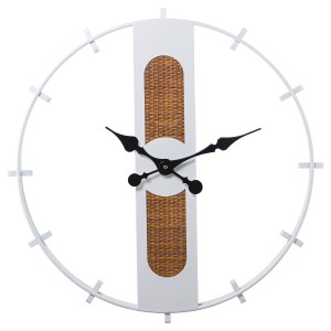 Horloge Murale Alexandra House Living Blanc Marron Métal osier 64 x 5 x 64 cm