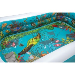 Bestway Piscine Gonflable 2 Chambres Fond 3D Marin avec Accessoires 262x175x51 cm +3 Ans Jardin 54177