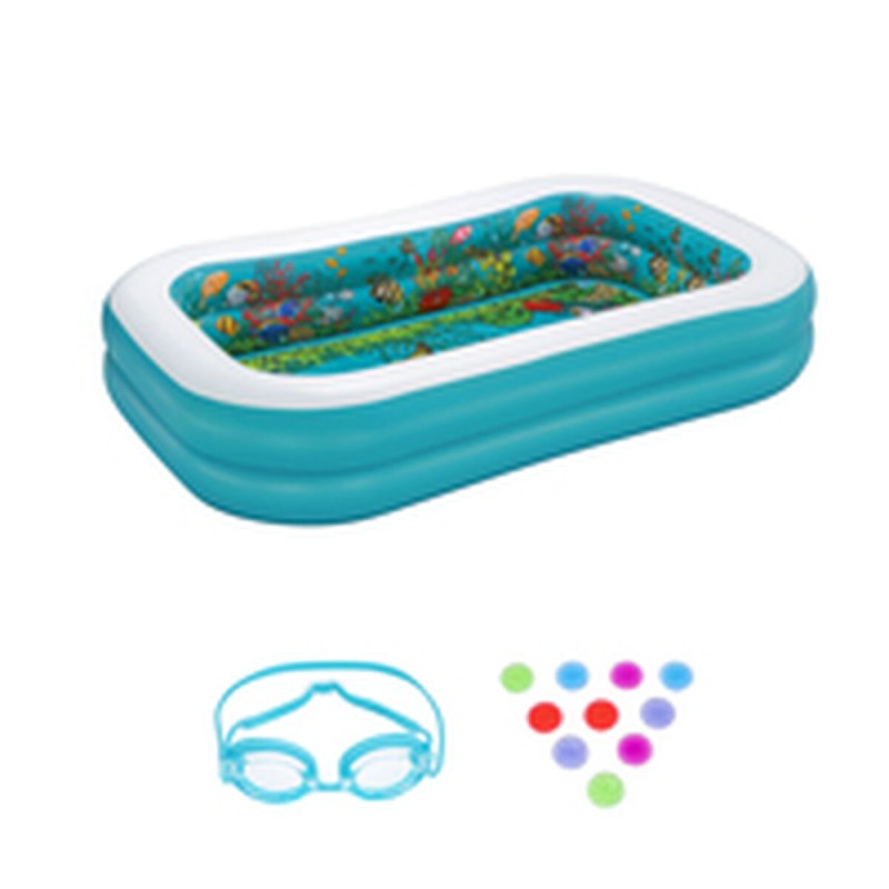 Bestway Aufblasbares Pool 2 Kammern 3D Meeresboden mit Zubehör 262x175x51 cm +3 Jahre Garten 54177