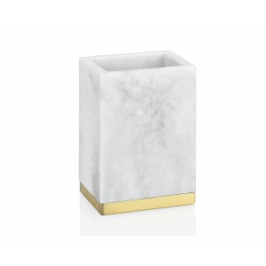 Toothbrush Holder Alexandra House Living White Golden Stainless steel Polyresin 5 x 10 x 7 cm