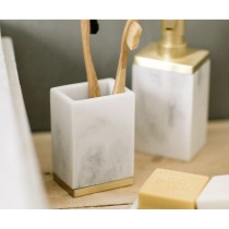 Toothbrush Holder Alexandra House Living White Golden Stainless steel Polyresin 5 x 10 x 7 cm