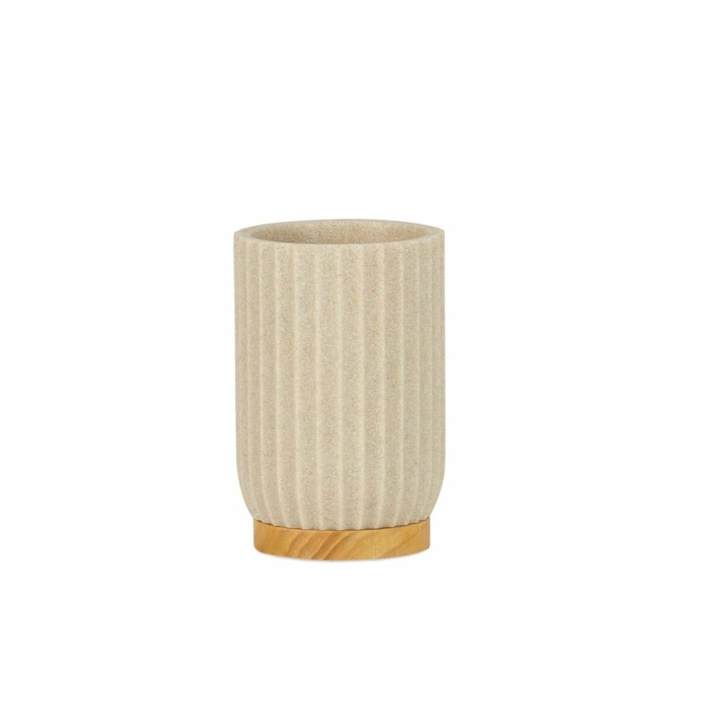 Zahnbürstenhalter Alexandra House Living Beige Gold Polyesterharz 7 x 11 x 7 cm