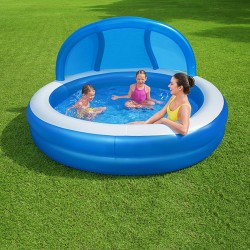 Bestway Piscine Gonflable 2 Chambres Parasol 241x241x140 cm +6 Ans Jardin 54337