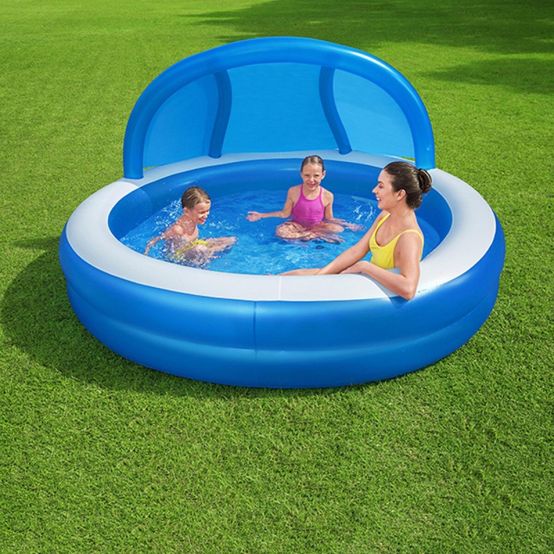 Bestway Piscine Gonflable 2 Chambres Parasol 241x241x140 cm +6 Ans Jardin 54337