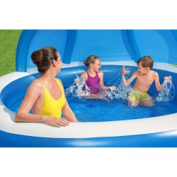 Bestway Piscine Gonflable 2 Chambres Parasol 241x241x140 cm +6 Ans Jardin 54337