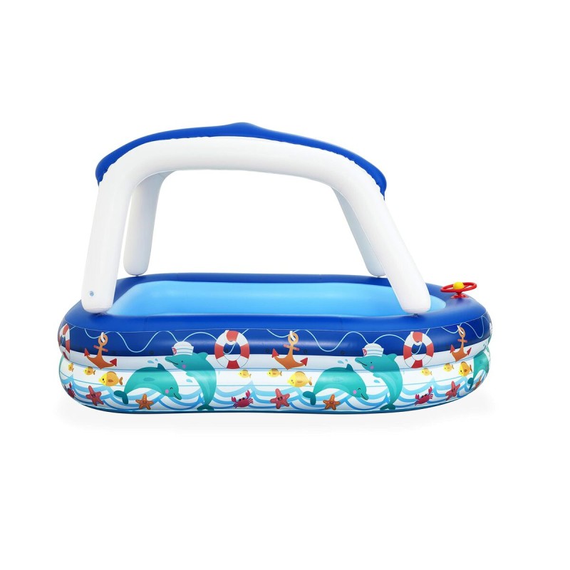 Bestway Aufblasbares Kinderpool Abnehmbares Dach Boot mit Lenkrad 213x155x132 cm +3 Jahre Garten 54370