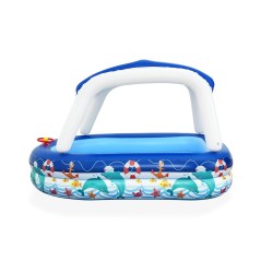 "Bestway Piscine Gonflable Enfant Bateau avec Volant Toit Détachable 213x155x132 cm +3 Ans Jardin 54370"