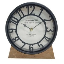 Table clock Versa Black MDF Wood (20 x 20 x 6 cm) (Ø 20 cm)