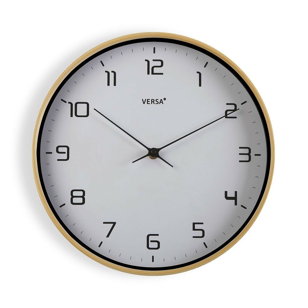 Horloge Murale Versa Bois Blanc 30,5 x 4,3 x 30,5 cm Quartz Polyuréthane