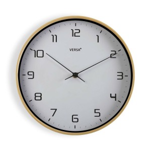 Horloge Murale Versa Bois Blanc 30,5 x 4,3 x 30,5 cm Quartz Polyuréthane