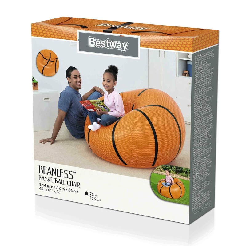 Bestway Fauteuil Gonflable Géant Basketball 114x112x66 cm +6 Ans Intérieur et Jardin 75103